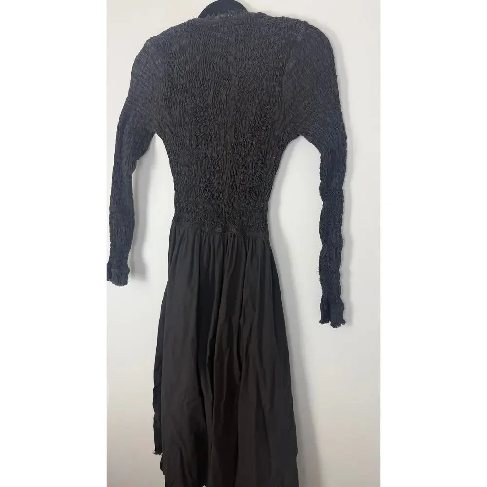 Sea New York Womens Casey Long Sleeve Raw Hem Fit & Flare Black Midi Dress 2 - Picture 7 of 11